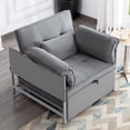 thumbnail image 2 of BSHTI 34.3” Convertible Pull-out Sleeper Chair,Metal Frame,Reclined at 3 Angles Backrest,Movable Arm Cushion,Perfect for Small Spaces,Gray Velvet, 2 of 12