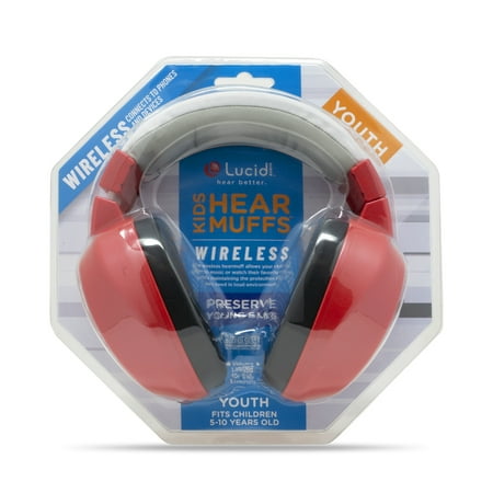Lucid Hearing - Bluetooth HearMuffs for Children - Hearing Protection Ear Muffs Ideal for Kids 5-10 Years Old - RED
