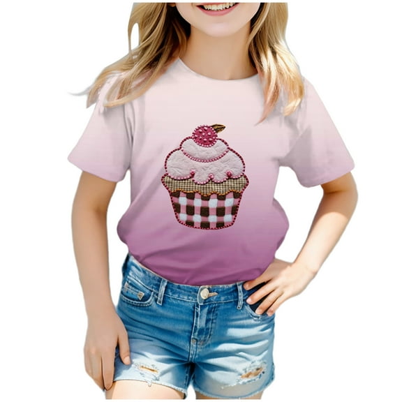 Godom Girls Super Soft Short Sleeve T-Shirts Girls Cotton Crew Neck Shirt Kids Tshirts Clothes Summer Tops T-Shirt
