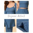 thumbnail image 4 of Pijama de punto para mujer, ropa de dormir informal, pantalones, cárdigan encogimiento de hombros, conjunto de salón 3ps, azul pequeño, 4 of 5