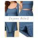 thumbnail image 4 of Pijama de punto para mujer, ropa de dormir informal, pantalones, cárdigan encogimiento de hombros, conjunto de salón 3ps, azul pequeño, 4 of 5