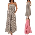thumbnail image 4 of WTXUE Robes pour Femmes, Robe à Col Rond pour Femmes à la Mode Imprimée, Dos Nu, à Bretelles, Grand Ourlet, Taille Haute, Sans Manches (Rouge, m), 4 of 7