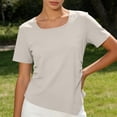 thumbnail image 6 of hotojiny Womens Cute Summer Tops Square Neck Solid Color T Shirts Short Sleeve Ruched Trendy Tees for Dressy Casual, 6 of 7