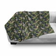 thumbnail image 3 of Jungle Leaves Soft Flannel Fleece Blanket, Painting Illustration of Tropical Flowers and Fronds Greenery, Cozy Plush for Indoor and Outdoor Use, 70" x 90", Charcoal Grey Multicolor, by Ambesonne, 3 of 6