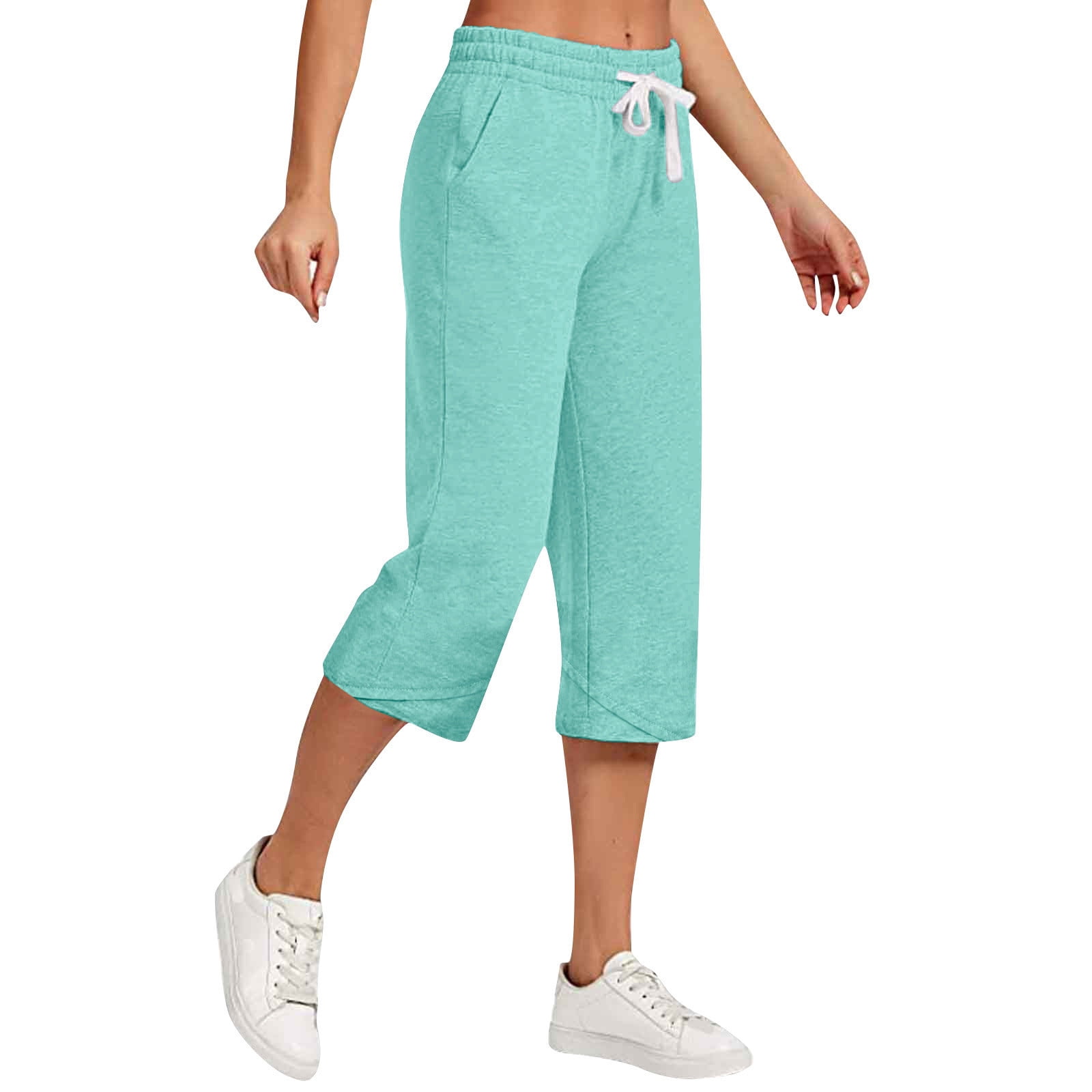 Ashirexll Capri Pants for Women, Summer Pants, Drawstring Large
