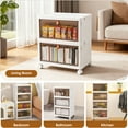 thumbnail image 6 of 4 Tier Stackable Storage Bins with Lids, 92 QT Foldable Storage Cabinet with Doors and Wheels, Plastic Storages Drawers Closet Organizers for Bedrooms, Living Rooms Dorm, White, 6 of 7