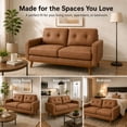 thumbnail image 6 of SESSLIFE 65" Loveseat Sofa, Mid Century Modern 2 Seater Loveseat Couch with Foil Fabric, Small Couch with Solid Wood Legs for Living Room, Bedroom, Apartment, Brown, 6 of 8
