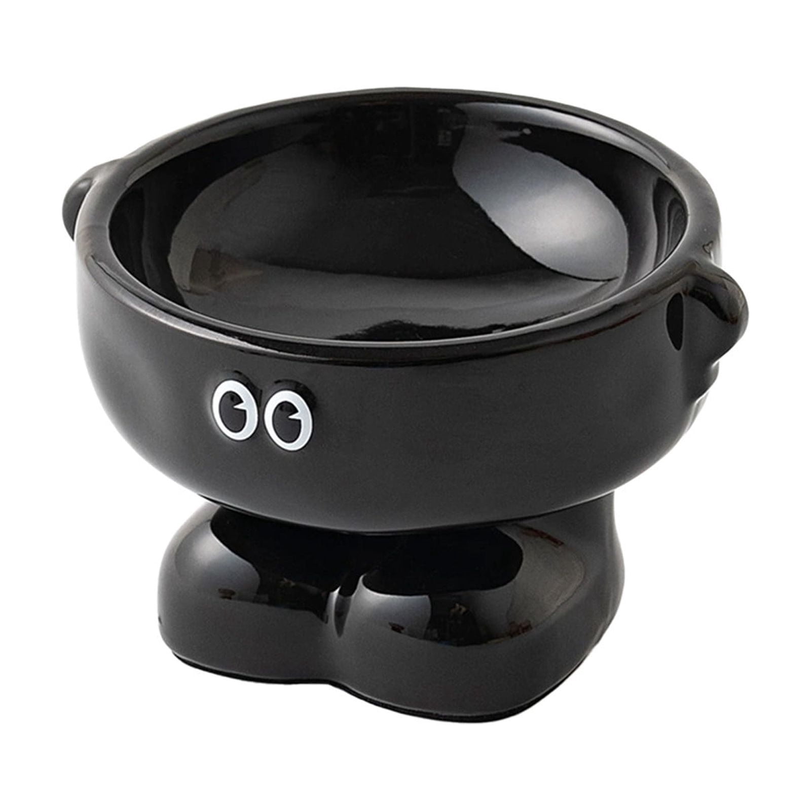 AURIGATE Ceramic Raised Cat Bowl, Elevated Spine Support Pet Dish, Easy Clean Water Food Bowl, 6.69x5.91x4.21 inches Black