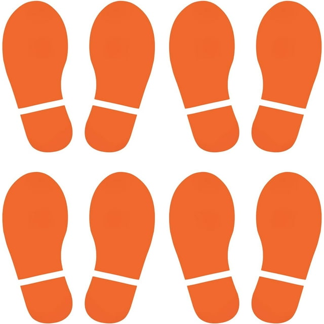 PATIKIL 6x2.5" Footprint Sticker, 4 Pairs PVC Shoes Floor Decal Sign for Class Decor Stair Guide, Orange