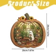 thumbnail image 3 of SMKE Pumpkin Greenhouse Wooden Halloween Table Decor 7.87 Inch with Gardening Scene Print, Wall Hanging Plaque for Fall Thanksgiving Home Shelf Ornament, 3 of 7