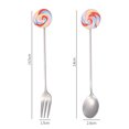 thumbnail image 3 of Coofit Dessert Spoon Stainless Steel Decorative Serving Spoon Stirring Spoon with Fork, 3 of 10