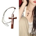 thumbnail image 2 of AOOOWER Wood Crucifix Pendant Necklace for Men and Women Adjustable Length Unisex Choker, 2 of 12