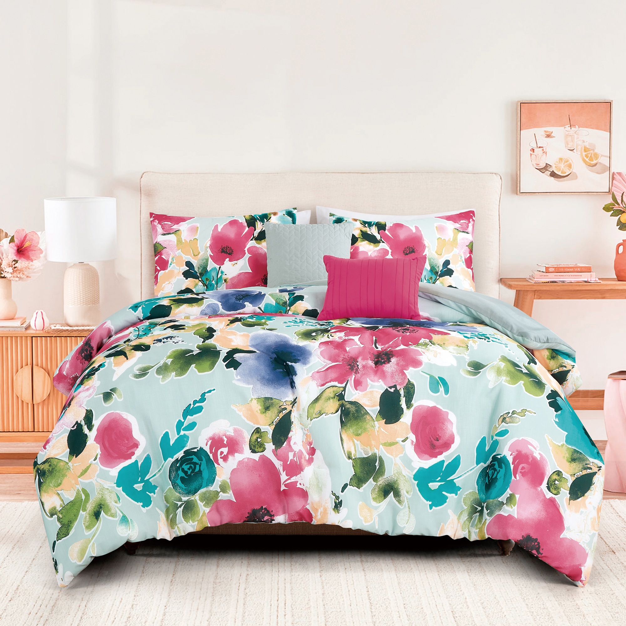 EvJK 5-Piece Comforter Set – Soft & Cozy Ultra Soft Slub Comforter with Coordinated Shams and Decorative Pillows, Full