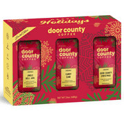 Door County Coffee Holiday Coffee Gift Set, Specialty Grade 1 Arabica, Contains Mistletoe Mocha, Door County Christmas & Jingle Bell Java Flavored Coffee, 8oz Bags, 3pk