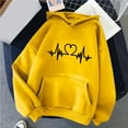 thumbnail image 6 of Pimelu Valentines Day Sweater Women Valentines Hooded Sweater for Women Fashion ECG Graphics Print Oversized Sweatshirts Ladies Long Sleeve Pullover Hoodies Tops with Pocket, 6 of 6
