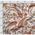thumbnail image 2 of Soimoi Asian Paisley Print,Cotton Cambric, Quilting Fabric Sold by The Yard 42 Inch Wide, Medium Weight Cotton Fabric, SewingSupplies,White & Orange, 2 of 5