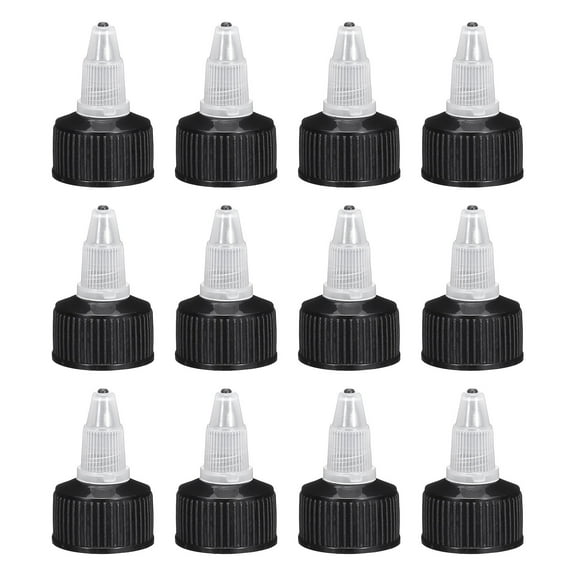 Uxcell 12 Pack Twist Top Cap 24/410 Black Dispensing Squeeze Bottle Replacement Caps for Crafts, Arts, Glue, Liquids