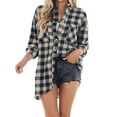 thumbnail image 2 of LEBONYARD Women's Plaid Style Button Casual Loose Long Sleeve Pocket Fashion 2025 Fall Jacket, 2 of 9