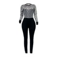 thumbnail image 2 of LovelyWholesale Long Sleeve Round Neck Round Neck Geometric Print Women's Jumpsuit, 2 of 5