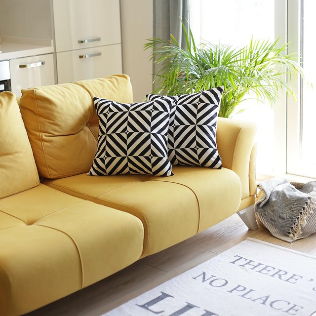 Housse de Coussin Carrée Diagramme Géométrique 18 Pouces (Set de 2)