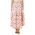 thumbnail image 3 of INSPIRE CHIC Women's High Low Ruffle Hem Skirt Elastic Waisted Ruched Floral Maxi Tiered Skirt L Cream White, 3 of 5