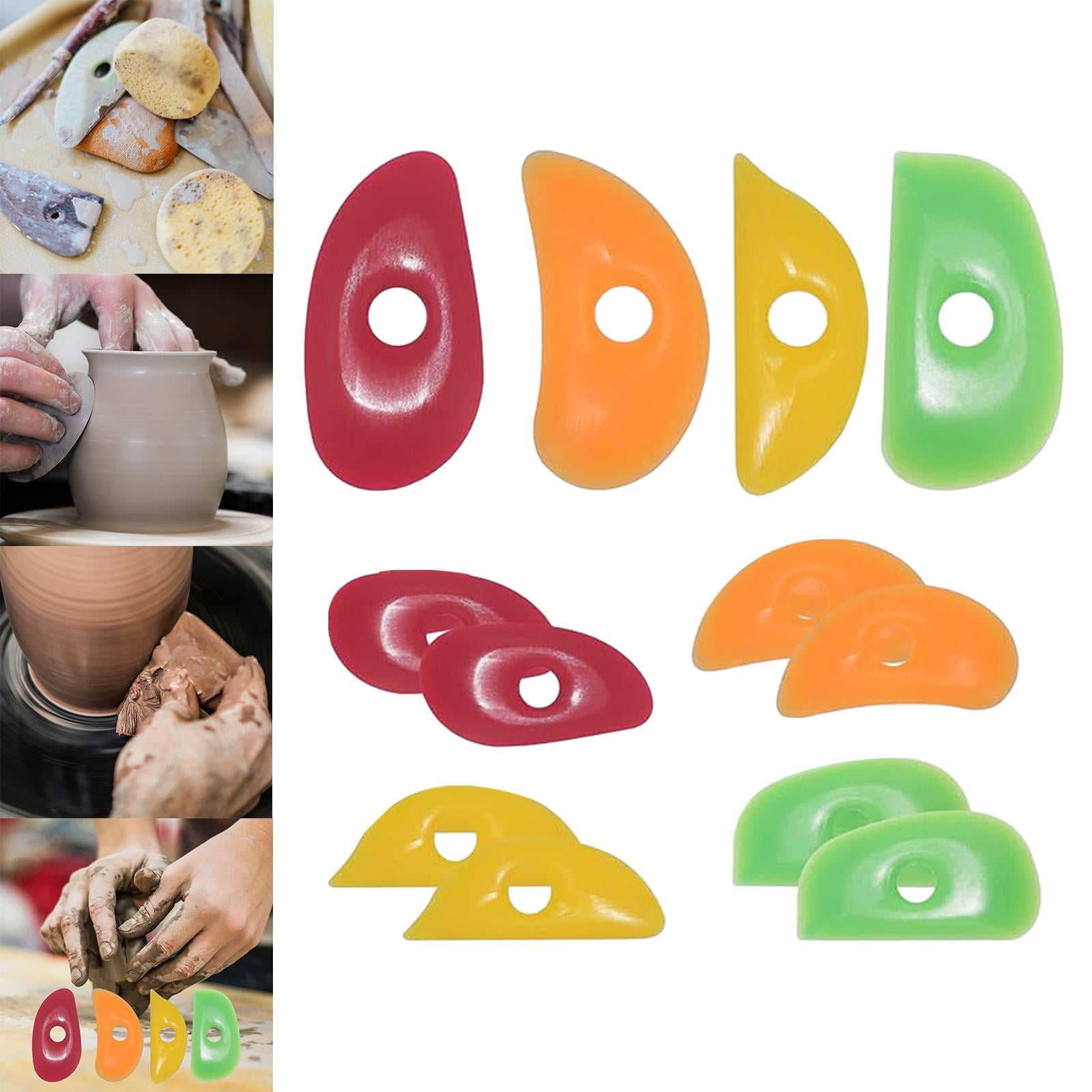HILABEE 12 Pieces Pottery Clay Ribs Pottery Supplies for Carving Clay Convenient Rubber Rib for Pottery Pottery Trimming Shaping Tool