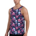 thumbnail image 2 of Lsque funny Skull daisy flower Pattern Mens Tank Tops Muscle Athletic Quick Dry Sleeveless Workout Fitness T Shirts Beach Tank Top, Loose-fit Sleeveless Shirt for Men-4X-Large, 2 of 7