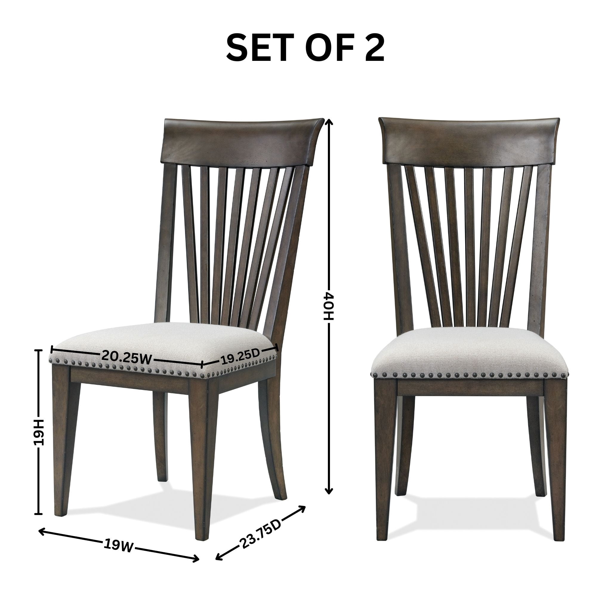 Roundhill Furniture Grant Nailhead Trim Upholstered Dining Chairs, Set of 2, Beige