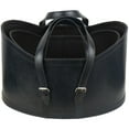thumbnail image 5 of DecMode 21", 19"W Dark Blue Leather Handmade Magazine Holder with Handles (Set of 2), 5 of 8