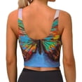 thumbnail image 3 of Haiem Oil Painting Beautiful Butterfly Pattern Womens Sports Bra - U Neck Padded Low Impact Yoga Bra Workout Crop Top Gym Moisture-Wicking Workout Vest -Small, 3 of 9