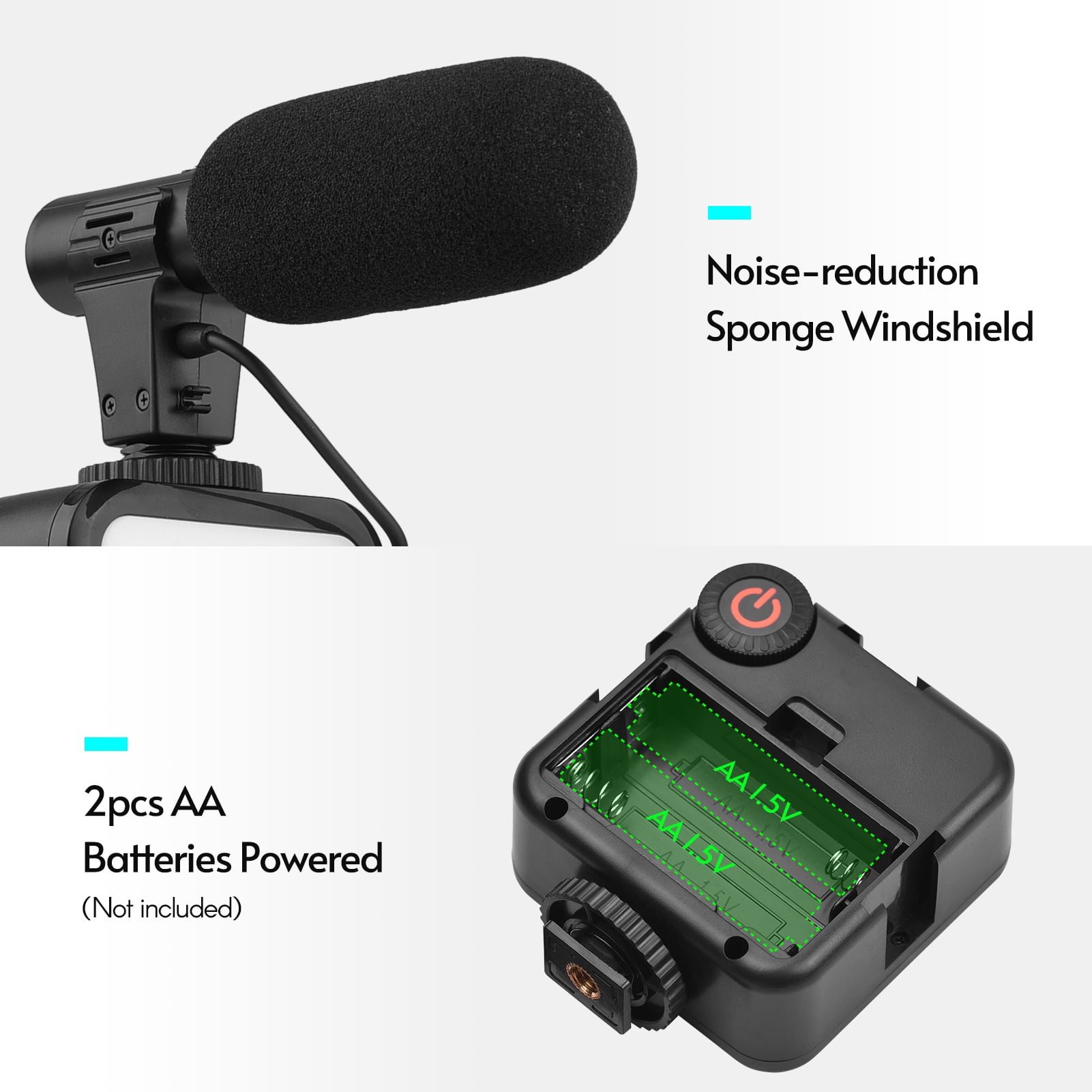 Andoer Vlogging Kit for Phones - Includes Table Tripod, Phone Holder with Cold Shoe, Microphone, LED Video Light, and Remote Shutter