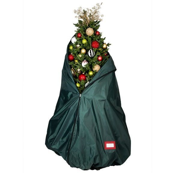 TreeKeeper Decorated Upright Tree Storage Bag w/ Rolling Tree Stand