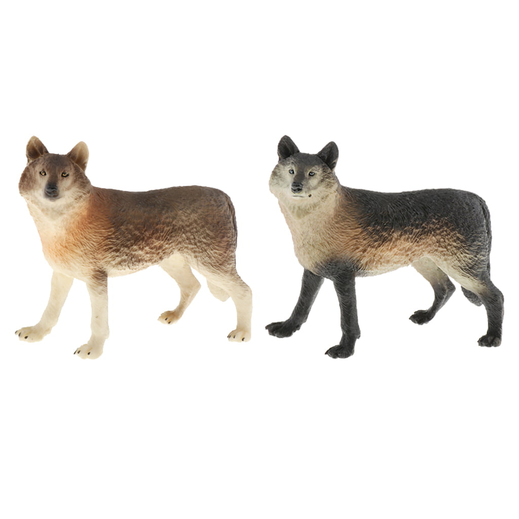 4x Realistic Grey Wolf Animal Model Action Figure Kids Educational Toy Gift 