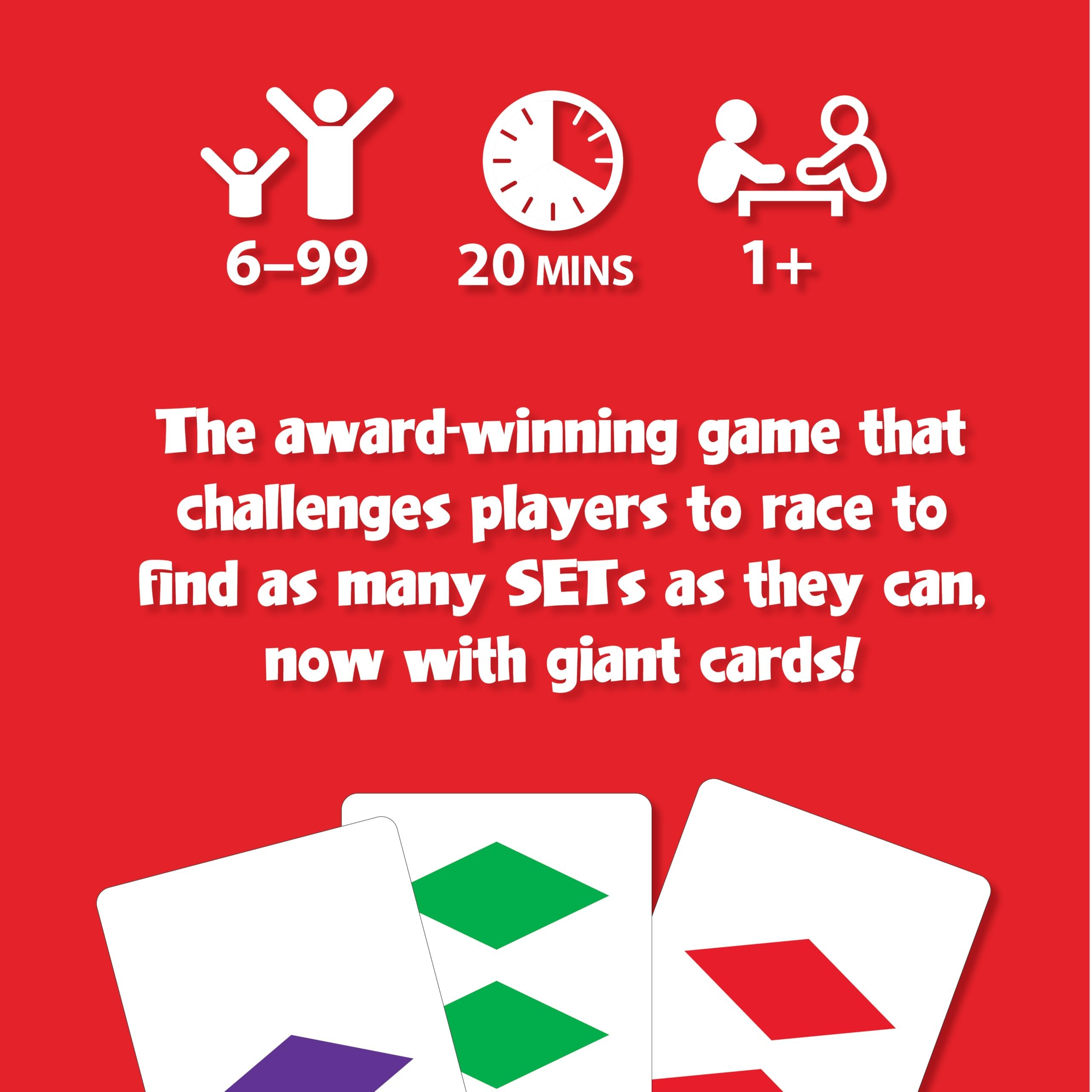 PlayMonster Set Giant Card Games for Kids - Jumbo Playing Cards, Matching Game, Learning Games, Fun Family Games, Game Night, Travel Games, Multi-Player Card Game of Visual Perception, Ages 6+