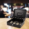 thumbnail image 4 of Lockable Cash Box Cash Storage Box with Lock Metal Money Box with Cash Tray Large Capacity Multi-compartments Portable Lock Safe Box Money Organizer, 4 of 8