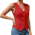 thumbnail image 4 of Vest Sleeveless V Neck Button Front Solid for Women Sunny Weekend Seasonal Favorite Casual Dressing Daily Commute Everyday Outfit Season Shift Summer Outfits, 4 of 6