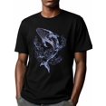 thumbnail image 2 of Men's T-Shirt Whale Wave Abstract Hand Drawn Short Sleeve Casual Tee Classic Crew Neck T-Shirt for Men, S, 2 of 7