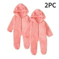 thumbnail image 2 of Kovlvoll 2pc Newborn Baby Clothes Fuzzy Fleece Rompers Zipper Hooded Long Sleeve Solid Color Keep Warm Infant Jumpsuit, 2 of 7