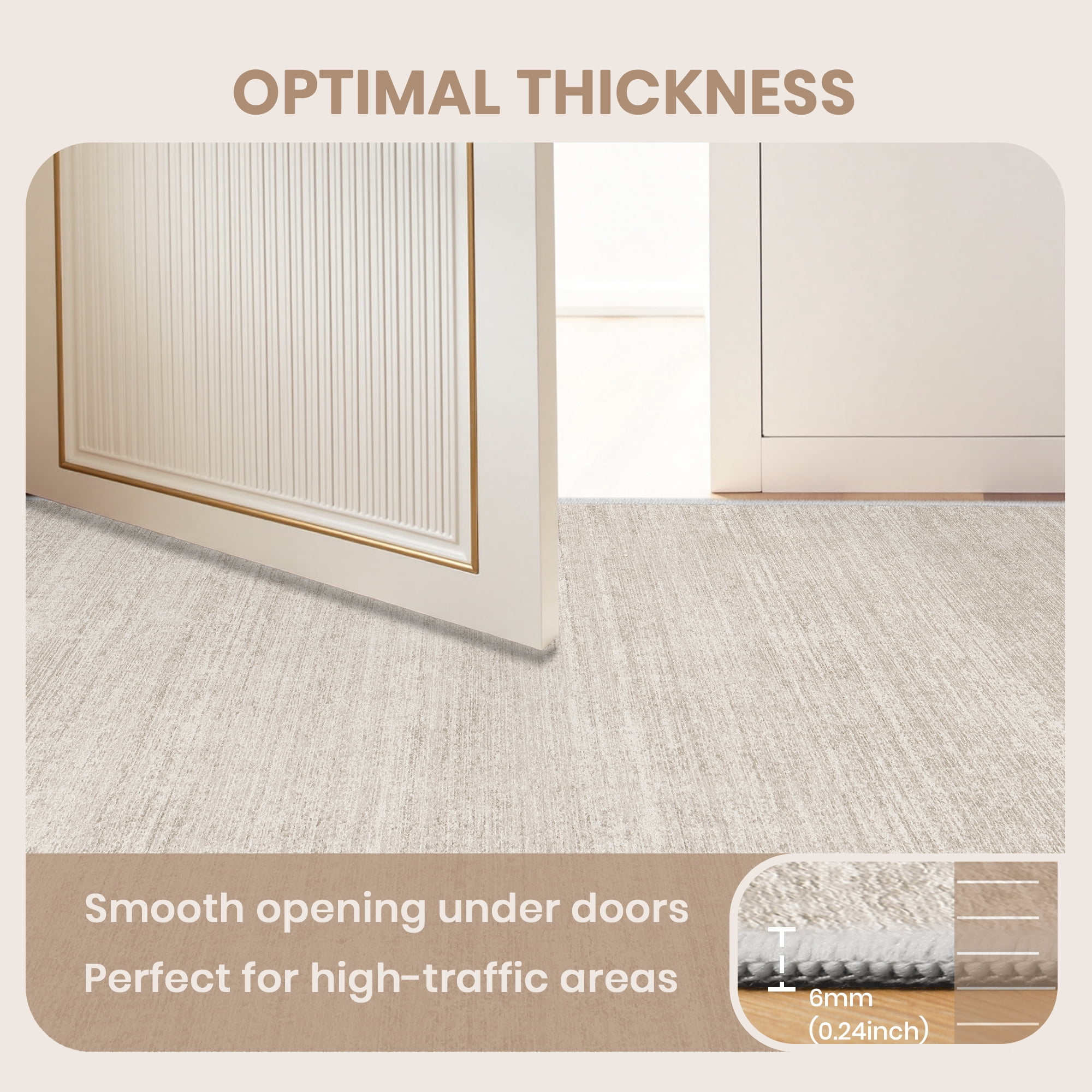 Roxstand TPR Non-Slip Area Rug Washable Soft Carpet for Living Room Bedroom Kitchen Hallway Entryway Home Decor Floor Mat, 9x12 ft, Beige