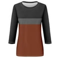 thumbnail image 4 of SEAOPEN Womens Plus Size Tops Crewneck 3/4 Sleeve T Shirts for Women Color Block Raglan Sleeve Baseball Tees Dressy Casual Crew Neck Blouses Black,M, 4 of 5
