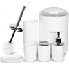 WeGuard Bathroom Accessories Set 6 Piece Bath Ensemble with Smooth Surface Includes Soap Dispenser, Toothbrush Holder, Toothbrush Cup, Soap Dish for Decorative Countertop and Housewarming Gift, White