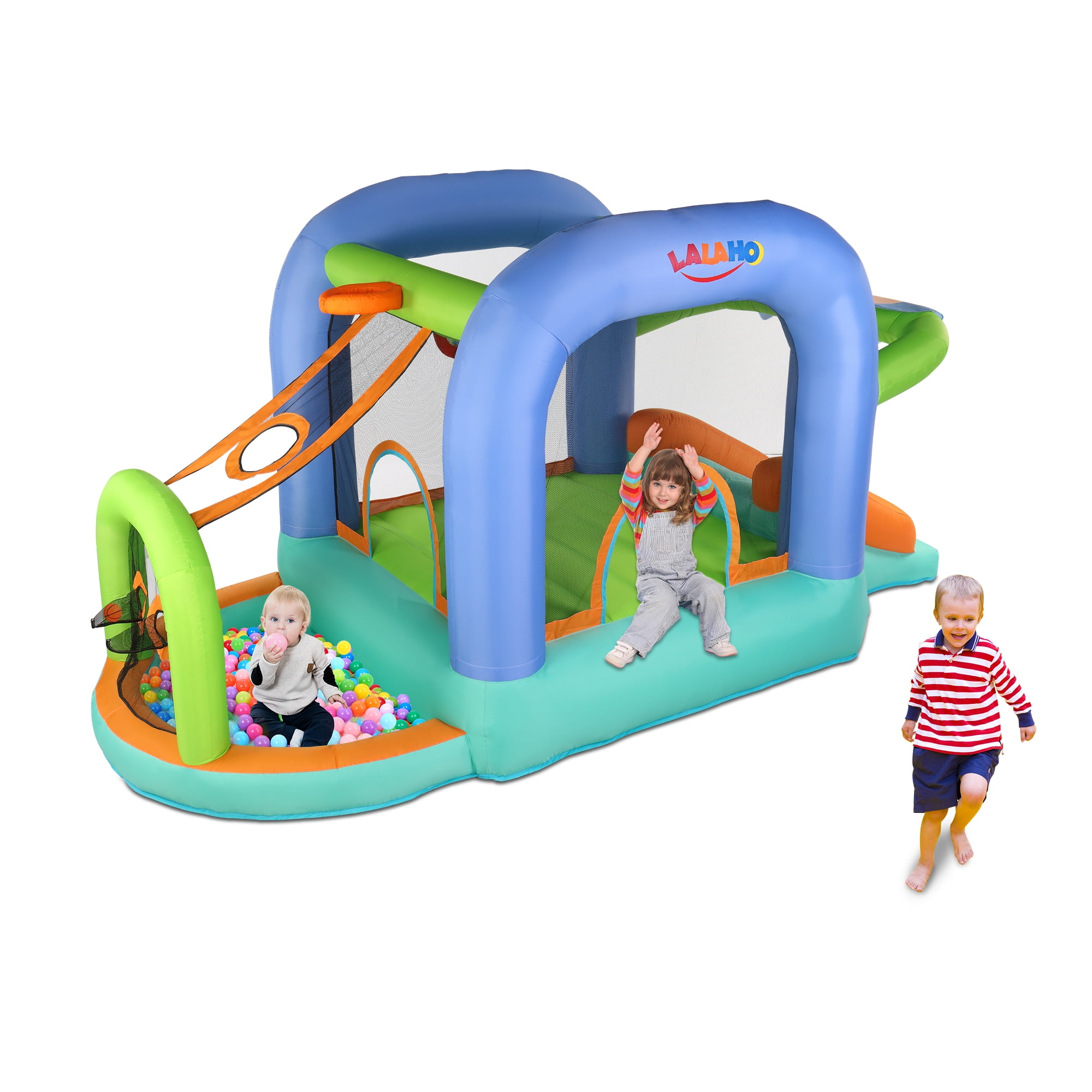 CIPACHO Kids Outdoor Inflatable Castle, Play Bounce House 420D 840D Oxford Cloth Trampoline Ball Pool, Small Jump Bed with Included Blower for Backyard
