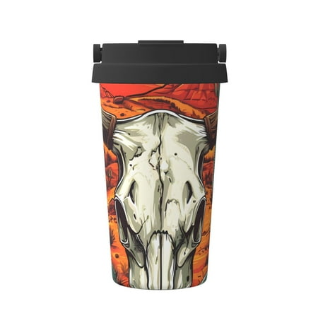 

Junzan Western Desert Cactus Ram Skull for Stainless Steel Vacuum Insulated Tumbler - Reusable Insulated Cold Brew Iced Coffee Cup Thermos -Gifts for Women Men Him Her