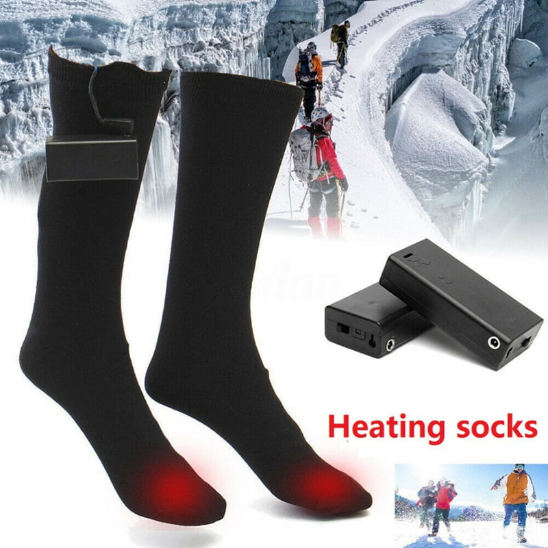 Catlerio Ready Stock Unisex Heated Sock Battery Powered Electric Winter Heat Men Thermal Foot Warm, Adult Unisex, Size: One size, Black