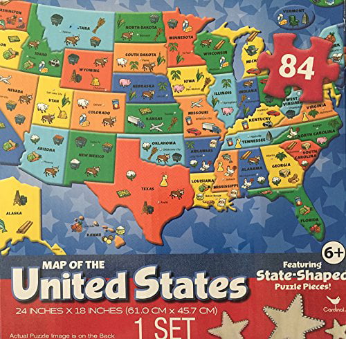 84 Piece United States Of America Map Puzzle w State Shaped Pieces NIB 