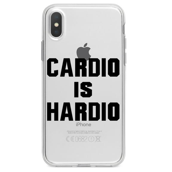 DistinctInk Clear Shockproof Hybrid Case for iPhone XS Max (6.5" Screen) - TPU Bumper Acrylic Back Tempered Glass Screen Protector - Cardio is Hardio