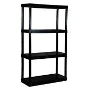 Gracious Living Corporation 907003 4 Shelf Black Plastic Utility Solid Shelving Unit
