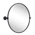 thumbnail image 3 of Round Pivot Bathroom Mirror Black Circle Metal Framed Tilting Beveled Vanity Mirrors 24", 3 of 7