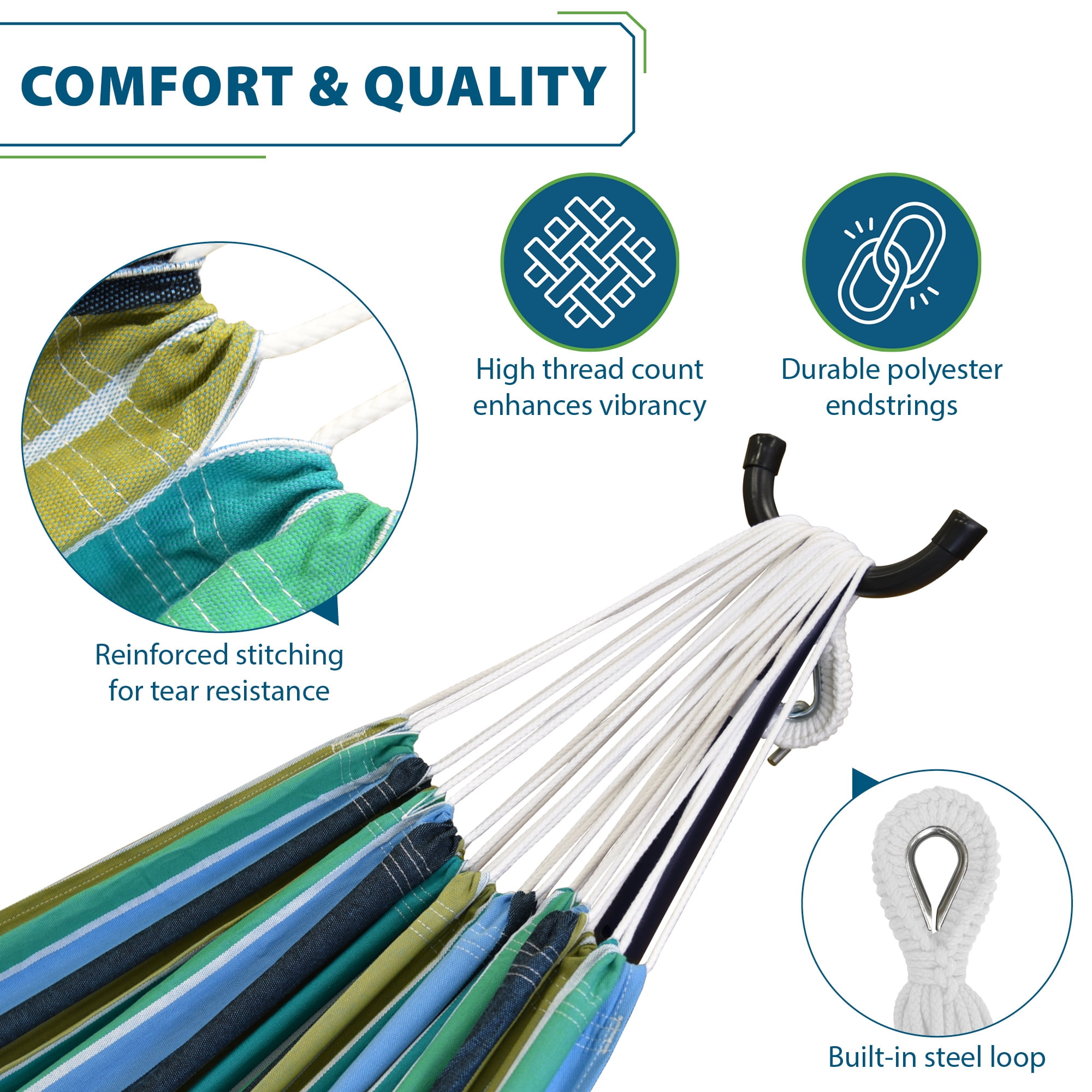 Vivere Cotton Hammock Replacement for The Vivere UHSDO9 Hammock Combo- Cayo Reef