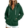 thumbnail image 3 of Hoodies for Women Button Collar Drawstring Sweatshirt Hooded Tops Long Sleeve, Fleece Lined, Pullover Hoodie, Kangaroo Pocket, Fall Outfits Winter Clothes 2026, Casual Travel Workout Outdoor, 3 of 7